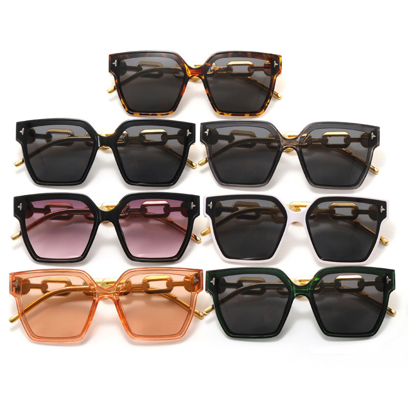 Dame moteriktig oversized solbrille med kombinert ramme Luvikno