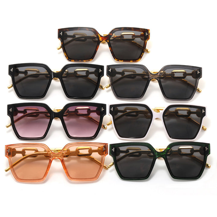 Dame moteriktig oversized solbrille med kombinert ramme Luvikno