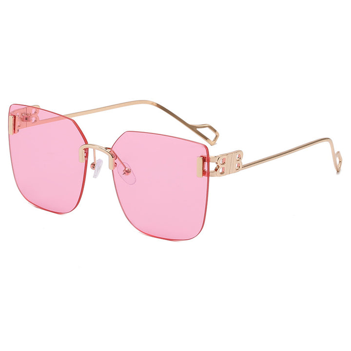 Dame elegant firkantet solbrille med gullfarget metalramme Luvikno