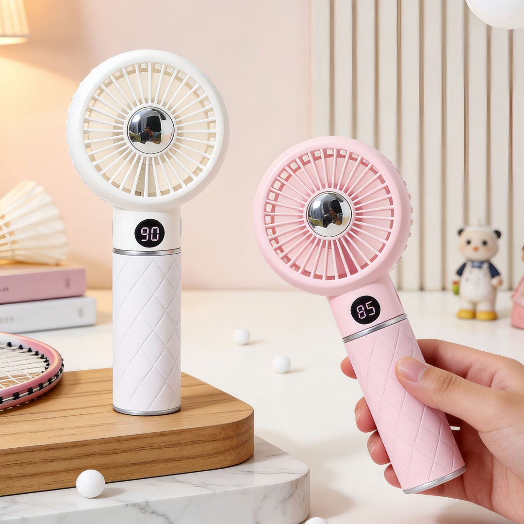 Bærbar håndvifte med digital temperaturvisning og behagelig design Luvikno