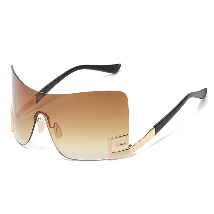 Dame Oversized Shield-solbrille med ekstravagant design Luvikno