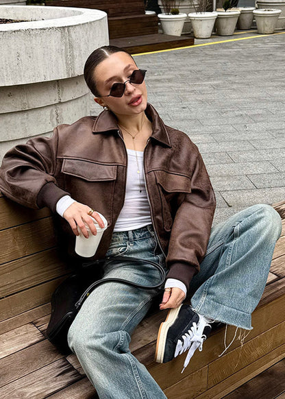 Luvik | Kulunut Keinonaahkahihna Takki