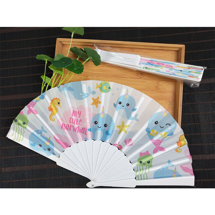 Damer sammenleggbare håndvifter med skimrende skjellmønster Luvikno