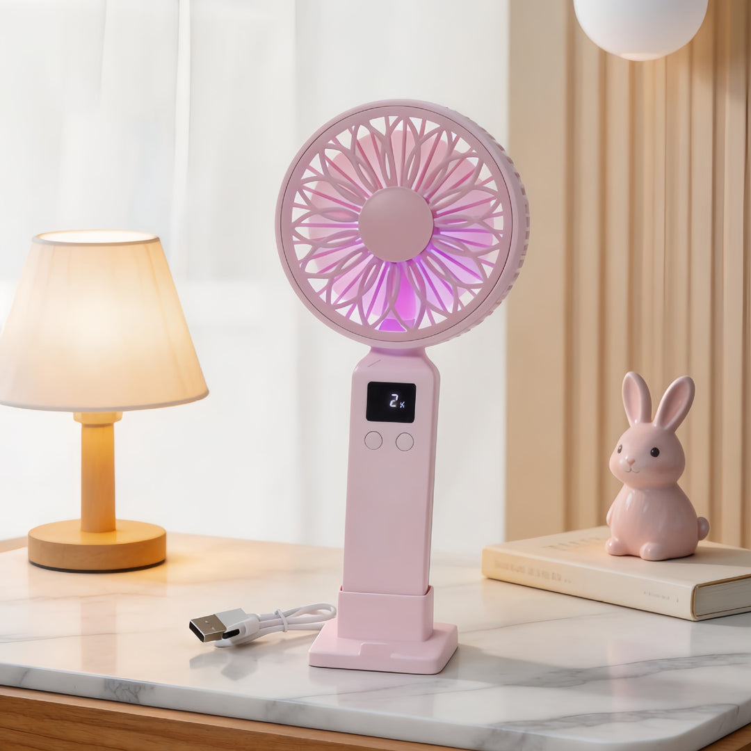 Damer Bærbar USB-vifte med LED-skjerm og ergonomisk design Luvikno
