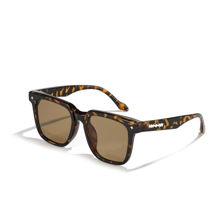 Dame modische firkantet solbrille med stilfullt skjoldpatt-design Luvikno