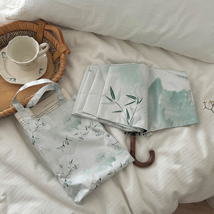 Dame shoppingbag med integrert sammenleggbart paraply Luvikno