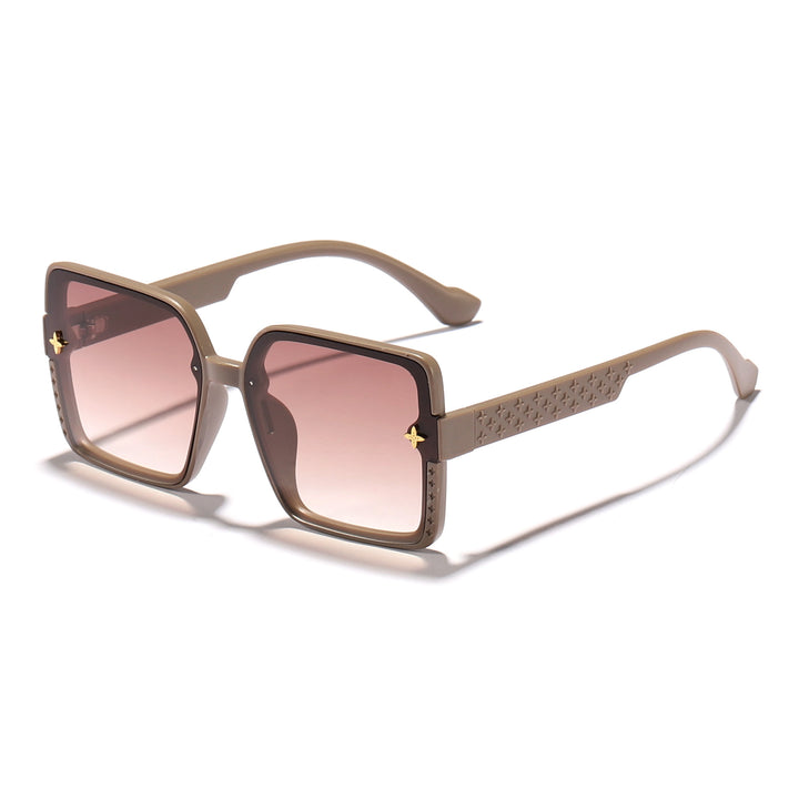 Dame moteriktig firkantet solbrille med dekorert ramme Luvikno