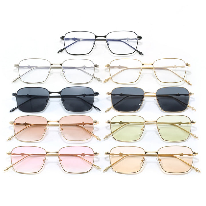 Dame elegant firkantet solbrille med høykvalitets metallramme Luvikno