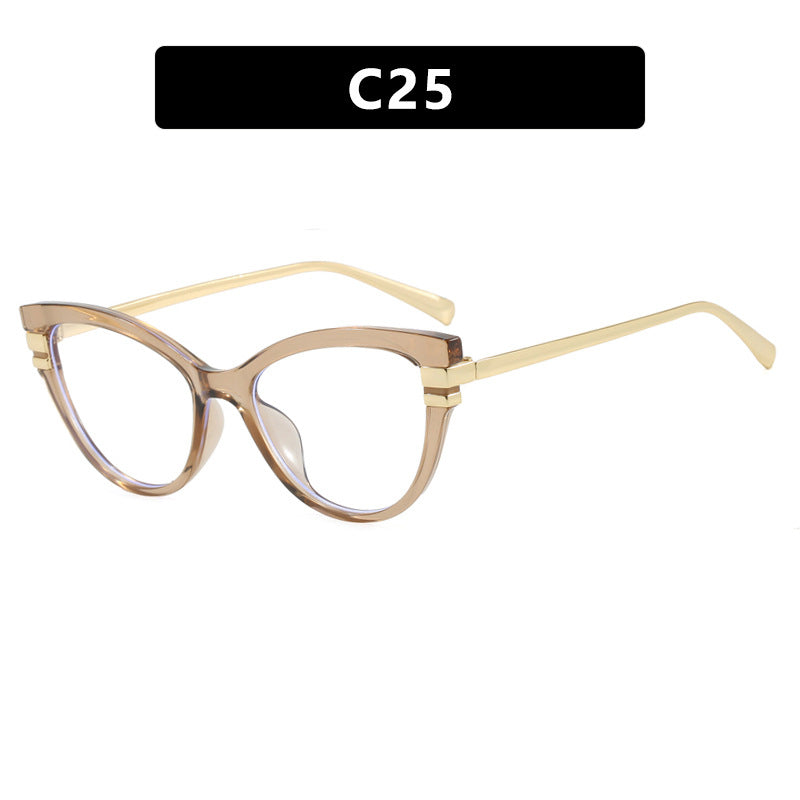 Dame Cat-Eye solbriller med elegant plastramme og gullaccentuer Luvikno