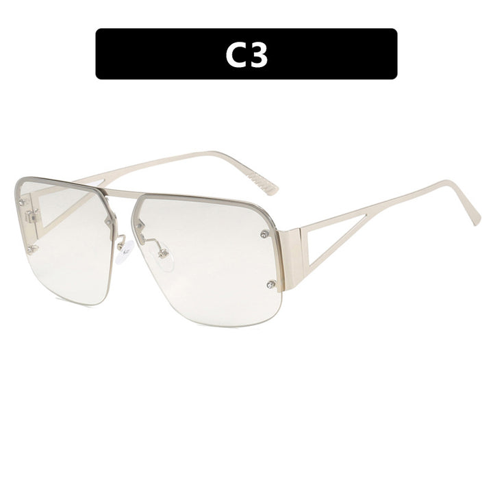 Dame oversized geometrisk solbrille med glatte linjer og beskyttende UV-filter Luvikno