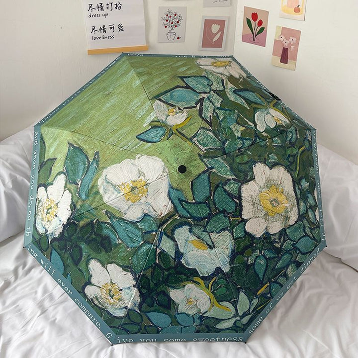 Damer sammenleggbart paraply med florale accenter Luvikno