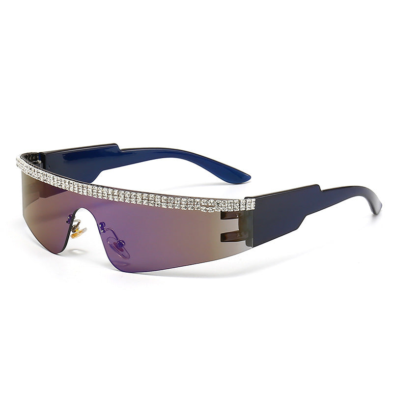 Dame Mode Glamour-solbriller med ramme dekorert med strass Luvikno