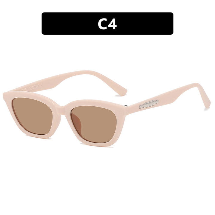 Dame trendy solbriller i elegant katteøye-design med smale rammer Luvikno