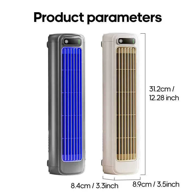 Unisex standardstørrelse oppladbar slank bærbar tårnvifte med USB-lader, batteridrevet, justerbare lameller, variabel luftstrøm, LED-skjerm Luvikno