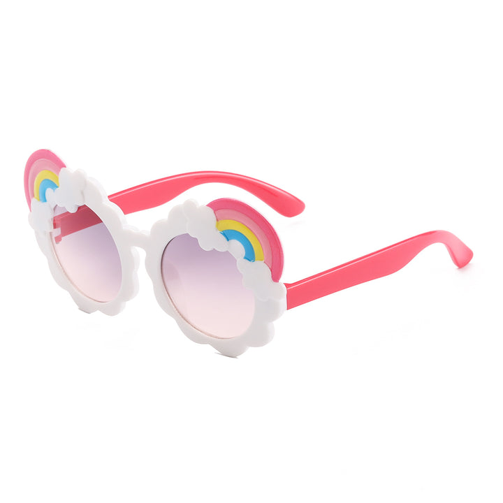 Dame designorientert solbrille med blomsterformet ramme Luvikno
