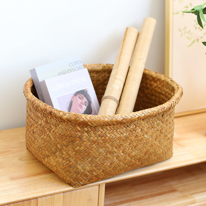 Unisex Naturfiber oppbevaringskurv med bred kant Luvikno