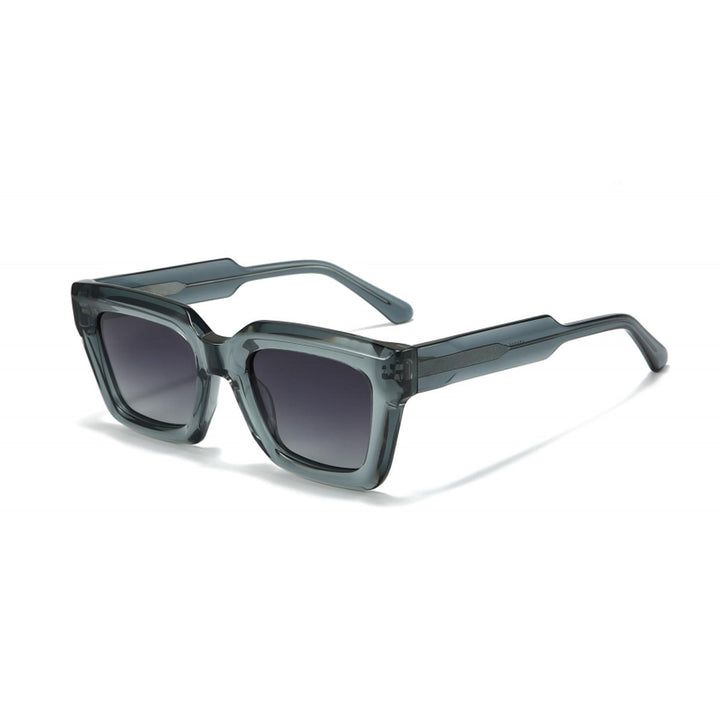 Dame firkantet solbrille med moderne plastikkinnestel og myke linser Luvikno
