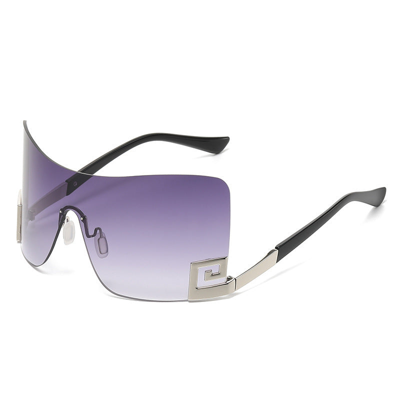 Dame Oversized Shield-solbrille med ekstravagant design Luvikno