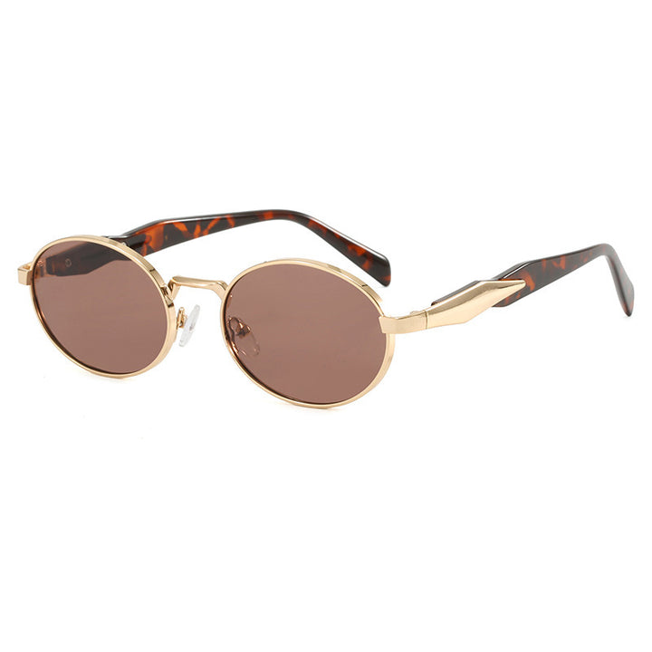 Dame designer solbrille med høyverdig rund ramme og beskyttende UV-filter Luvikno