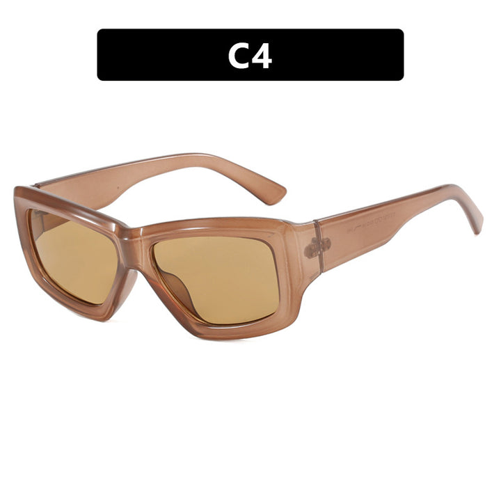 Dame trendy firkantet solbrille med gjennomsiktig ramme og komfortable linser Luvikno