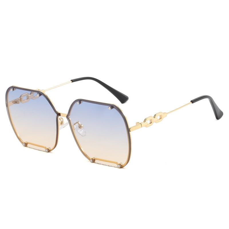 Dame elegant sekskantet designer-solbrille med luksuriøse aksenter Luvikno