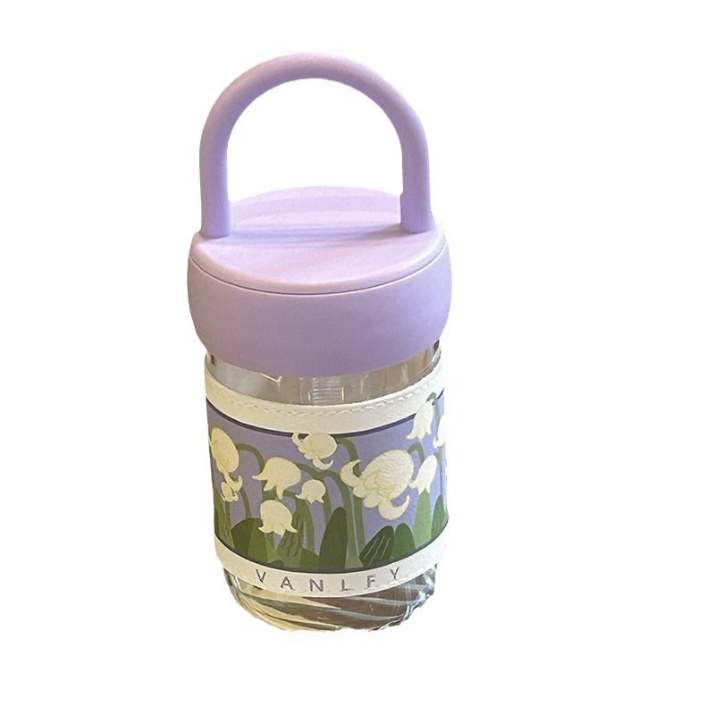Dame isolerende drikkeflaske med ergonomisk håndtak og elegant blomsterdesign Luvikno