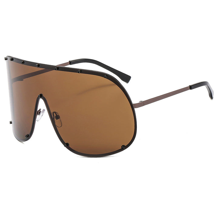 Damer futuristisk solbrille med stor ramme og innovativ design Luvikno