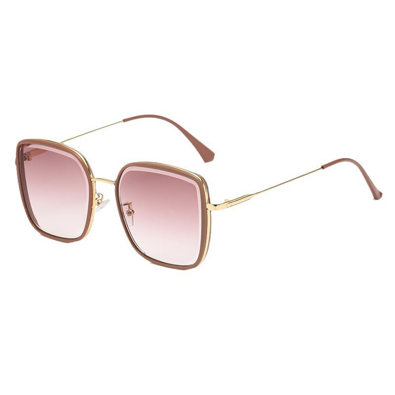 Dame oversized solbriller med elegant metallramme og polariserte linser Luvikno