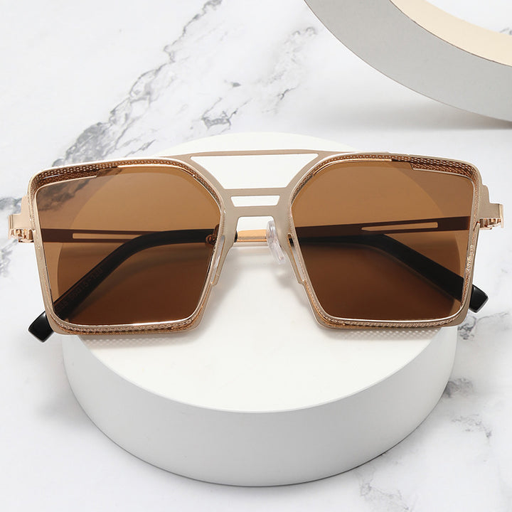 Dame oversized solbrille med luksuriøst design og geometrisk ramme Luvikno