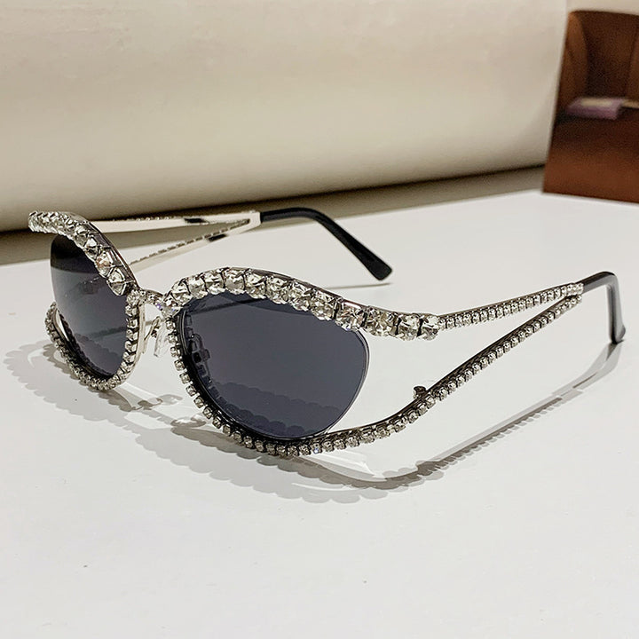 Dame Glamorøs solbrille med glitrende krystallakenter Luvikno