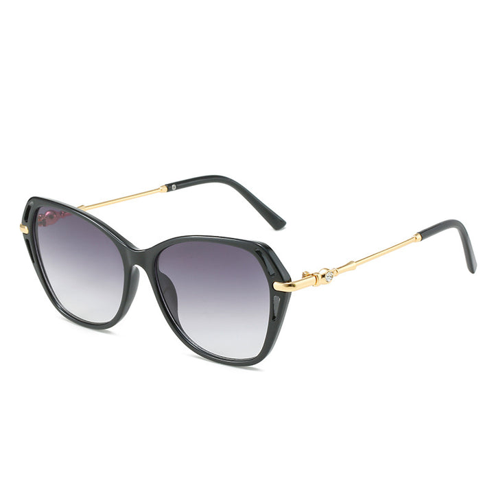 Dame moter Cat-Eye solbrille med elegant metallramme Luvikno