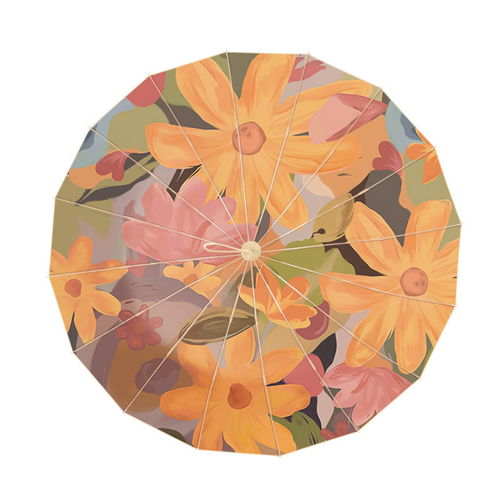 Dame parasoll i blomsterdesign Luvikno