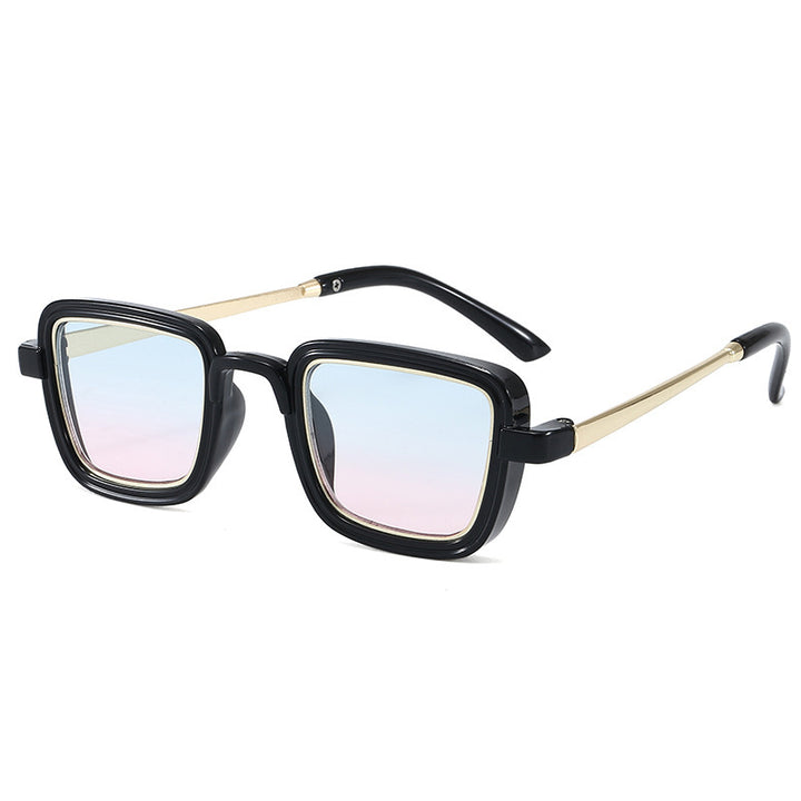 Dame firkantet solbrille med gjennomsiktig ramme og gyldne detaljer Luvikno
