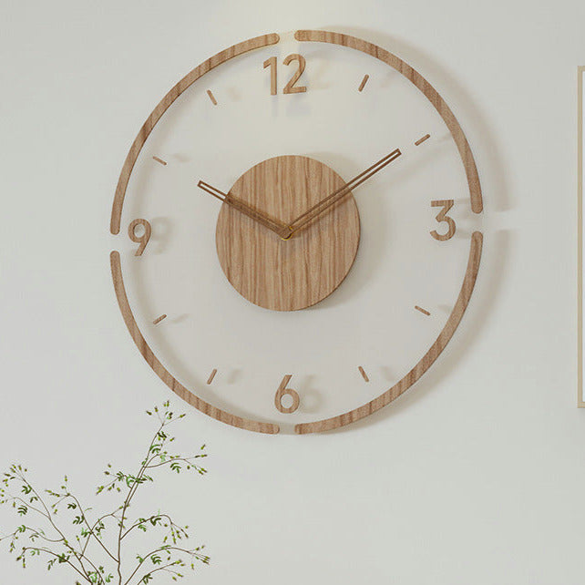 Nordisk Stille Veggdekorasjonsklokke Laget av Ekte Tre, 35 cm | Stille og Stilig | Luvikno