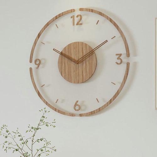 Nordisk Stille Veggdekorasjonsklokke Laget av Ekte Tre, 35 cm | Stille og Stilig | Luvikno