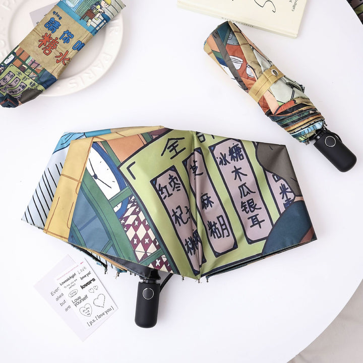 Damer kreativ foldbare paraply med grafisk design Luvikno