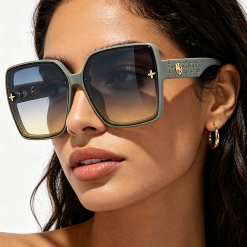 Dame oversized kvadratisk solbrille med elegant design Luvikno