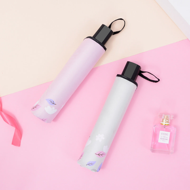 Dame sammenleggbar paraply med florale avslutninger Luvikno