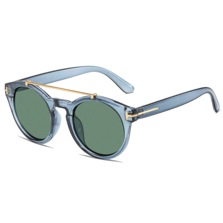 Dame fashionable solbriller med elegante runde glass Luvikno