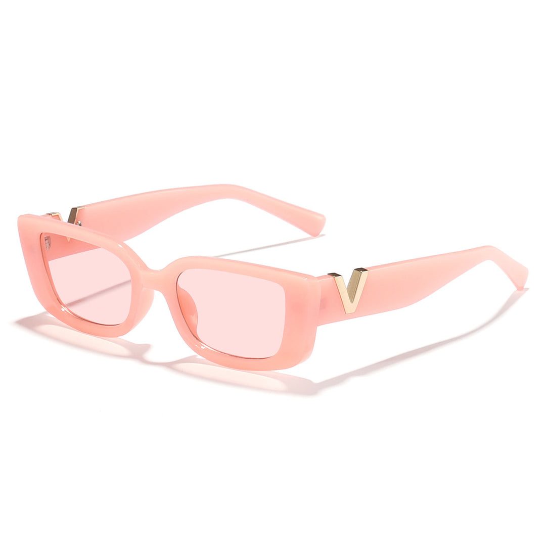 Dame moteriktig kvadratisk solbrille med gullbekledning Luvikno