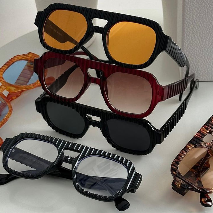 Damer geometrisk solbrille med raffinert strukturdesign Luvikno
