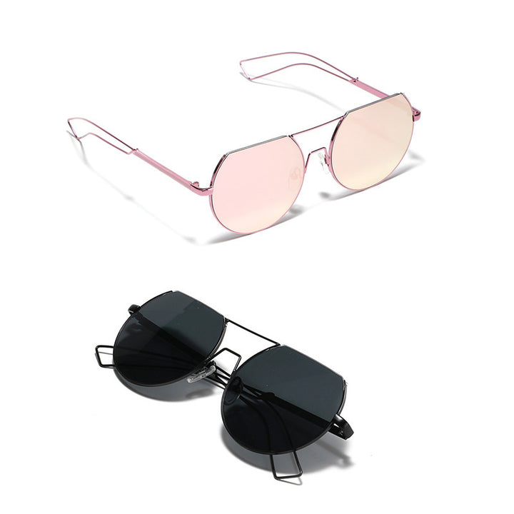 Dame geometrisk solbrille med gjennomsiktige linser og stilige metallrammer Luvikno
