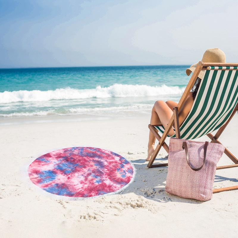 Dame rund stranddeken med frynser Luvikno