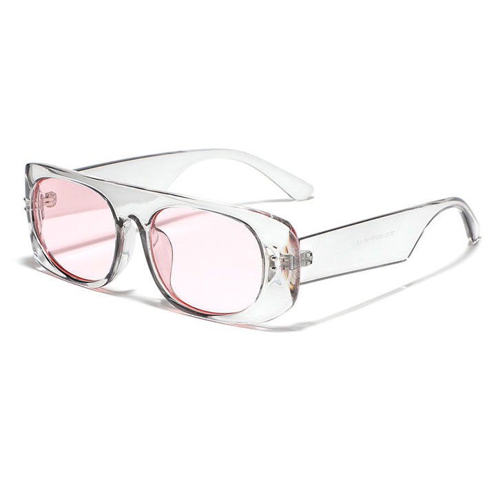 Dame moteriktig solbrille med transparant og geometrisk ramme Luvikno