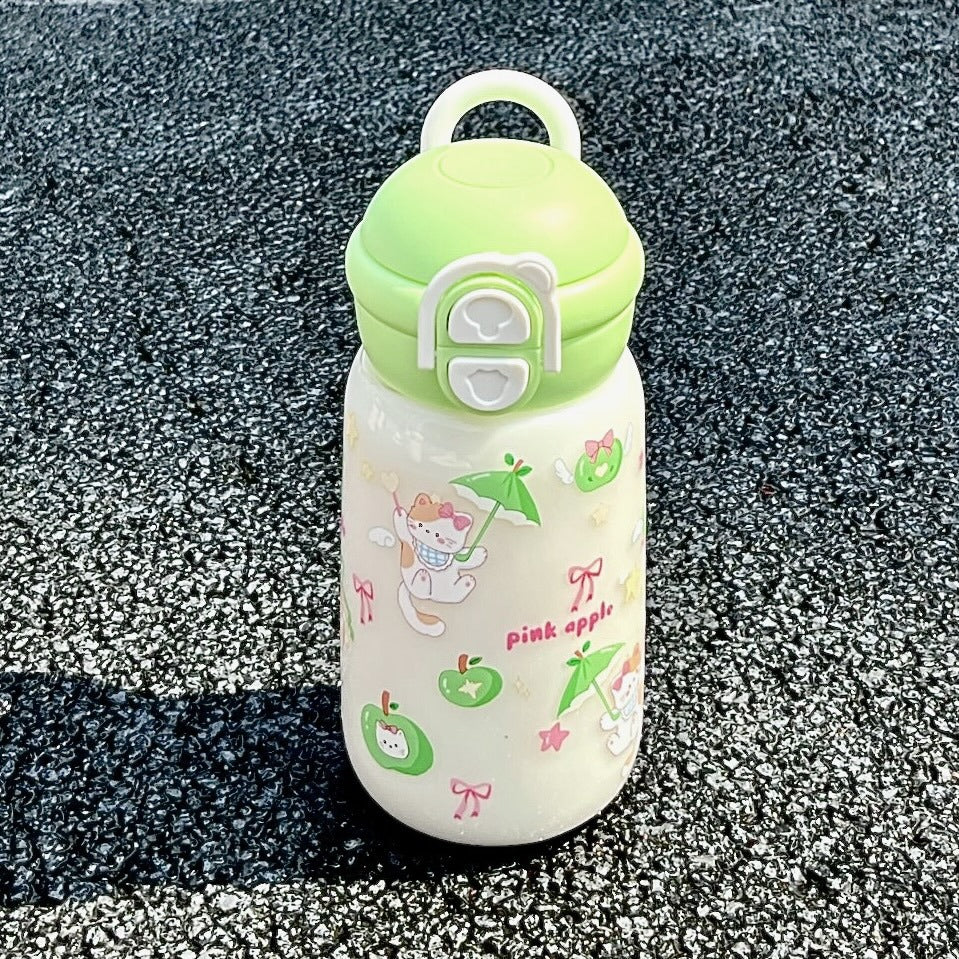 Damen Isolier-Trinkflasche mit verspieltem Tierdesign und sichergestelltem Klappverschluss Luvikno
