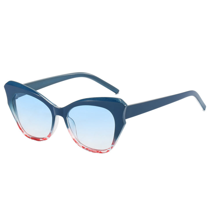 Damen Cat-Eye solbriller med ekstravagant speilingsdesign Luvikno