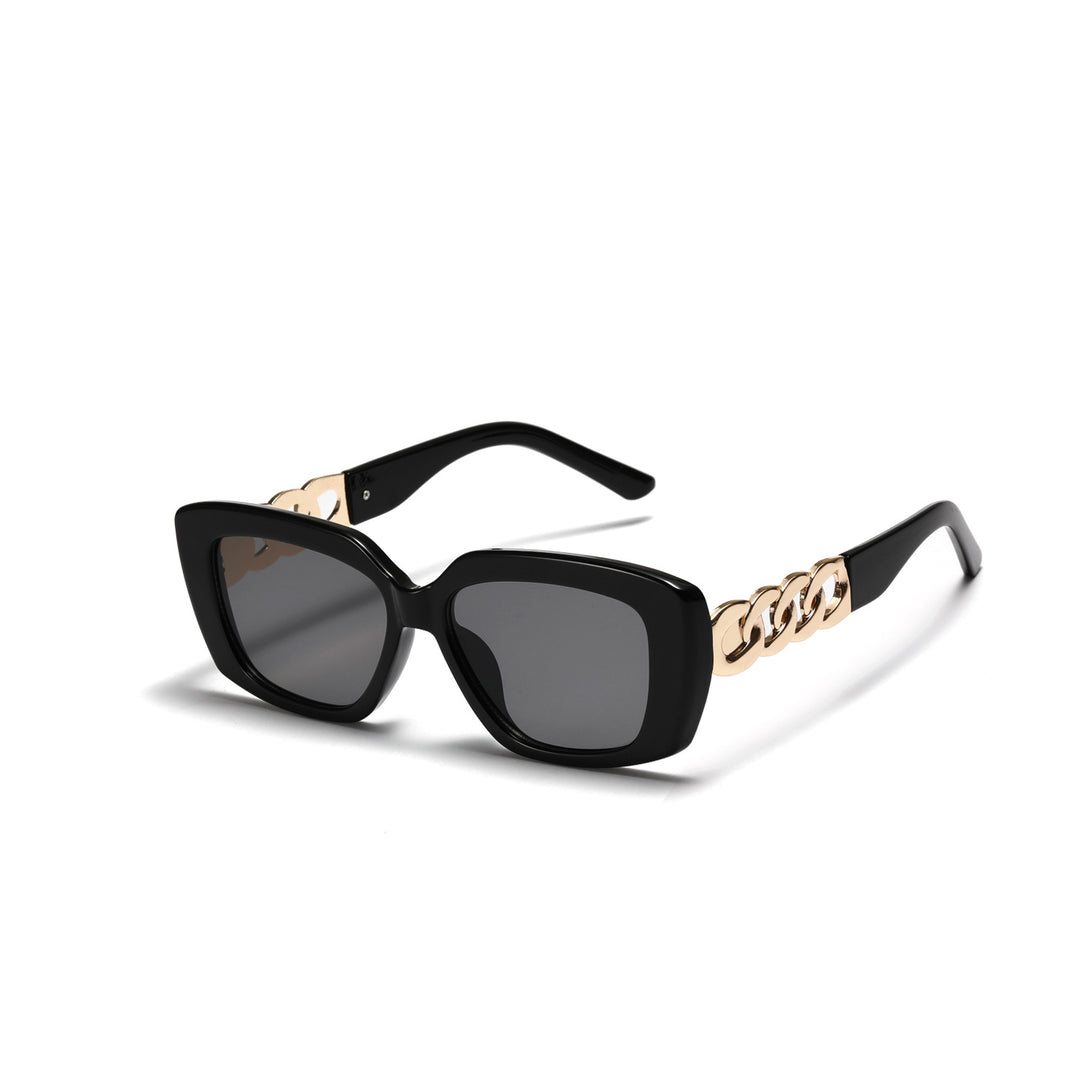 Dame elegant kvadratisk solbrille med gullutstyrt ramme Luvikno