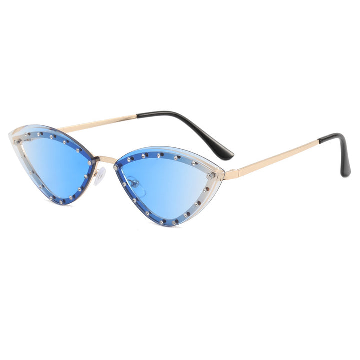 Dame Cat-Eye solbriller med glitter-detaljer Luvikno