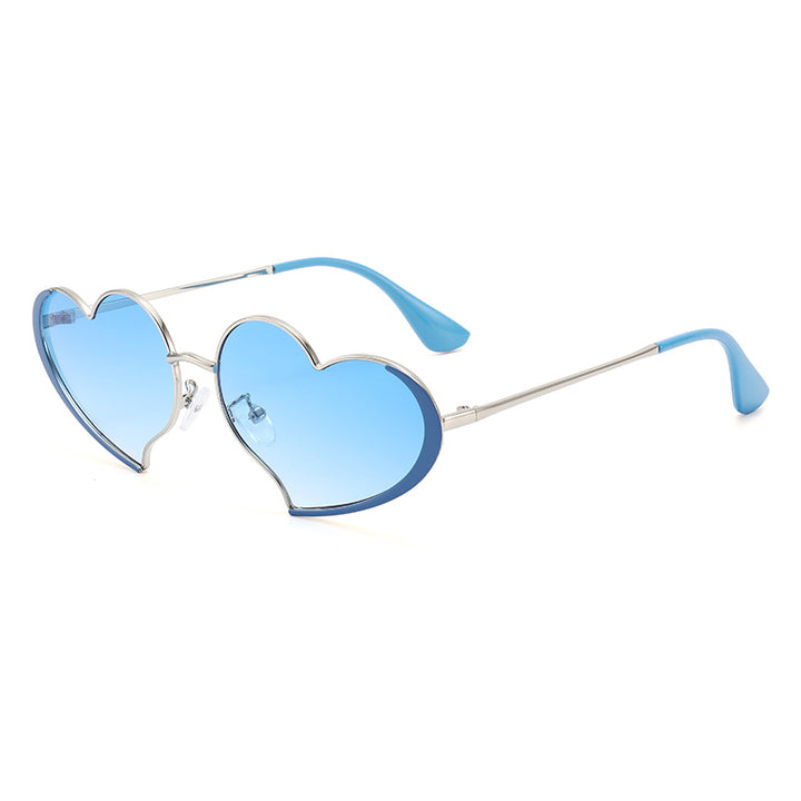 Dame hjerteformet solbrille med glamorøs ramme Luvikno
