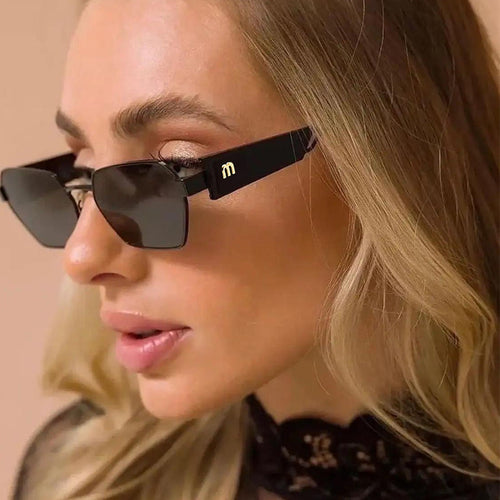 Dame Hexagon solbrille med luksuriøse metallakenter Luvikno